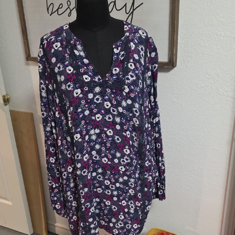 Lane Bryant Floral Tunic - Blue and Purple